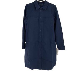 Universal Standard Navy Blue Long Sleeve Button-Down Shirt utility dress  4XS 00